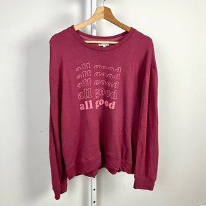Sundry for Evereve All Good Sweatshirt Pullover Long Sleeve Crew Pink USA 3 L